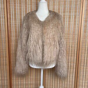 Free People cream colored faux Mongolian fur coat size XS